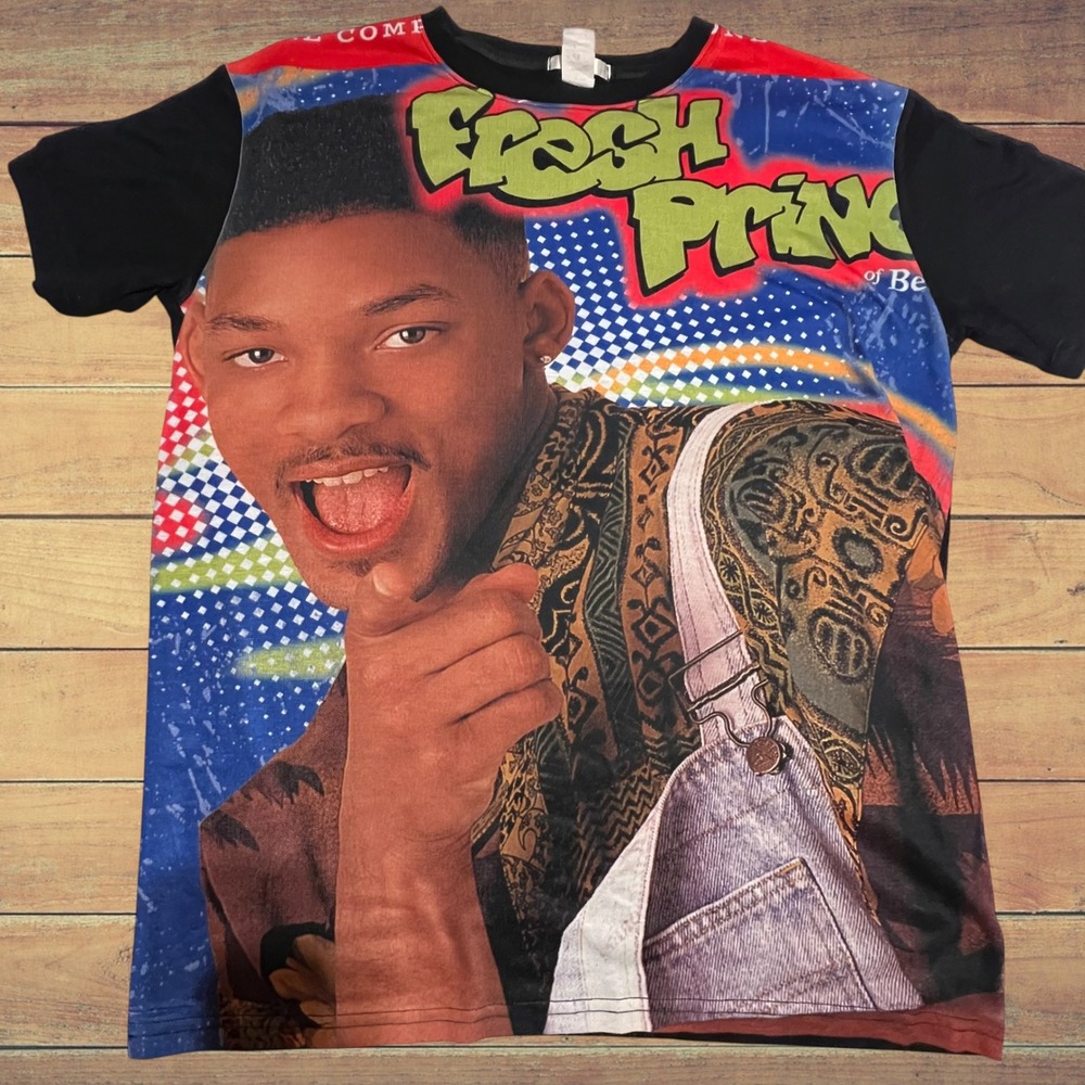 King Fresh Prince of Bel-Air Will Smith Graphic T-Shirt Mens‎ Large Black TS077